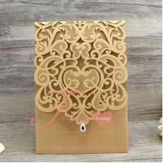 Gold Laser Cut Wedding Invitation Pocket